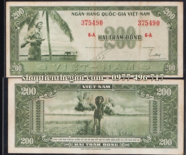Tiền xưa Việt Nam 200 đồng năm 1955